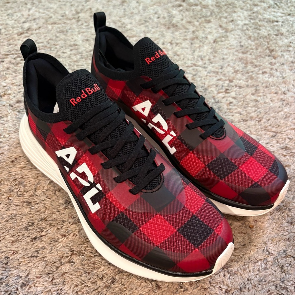 APL Men’s Red and Black Plaid Performance Sneakers Size 10 NIB